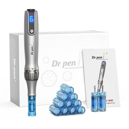 Dr Pen M8S Auto Microneedling Pen - Including 10 Pcs Replacement Cartridges